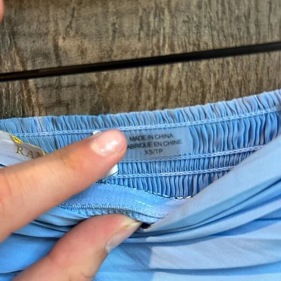 XS Ramy Brook Blue Two-Tone Pleated Flowy Strapless Maxi Dress - Picture 5 of 5